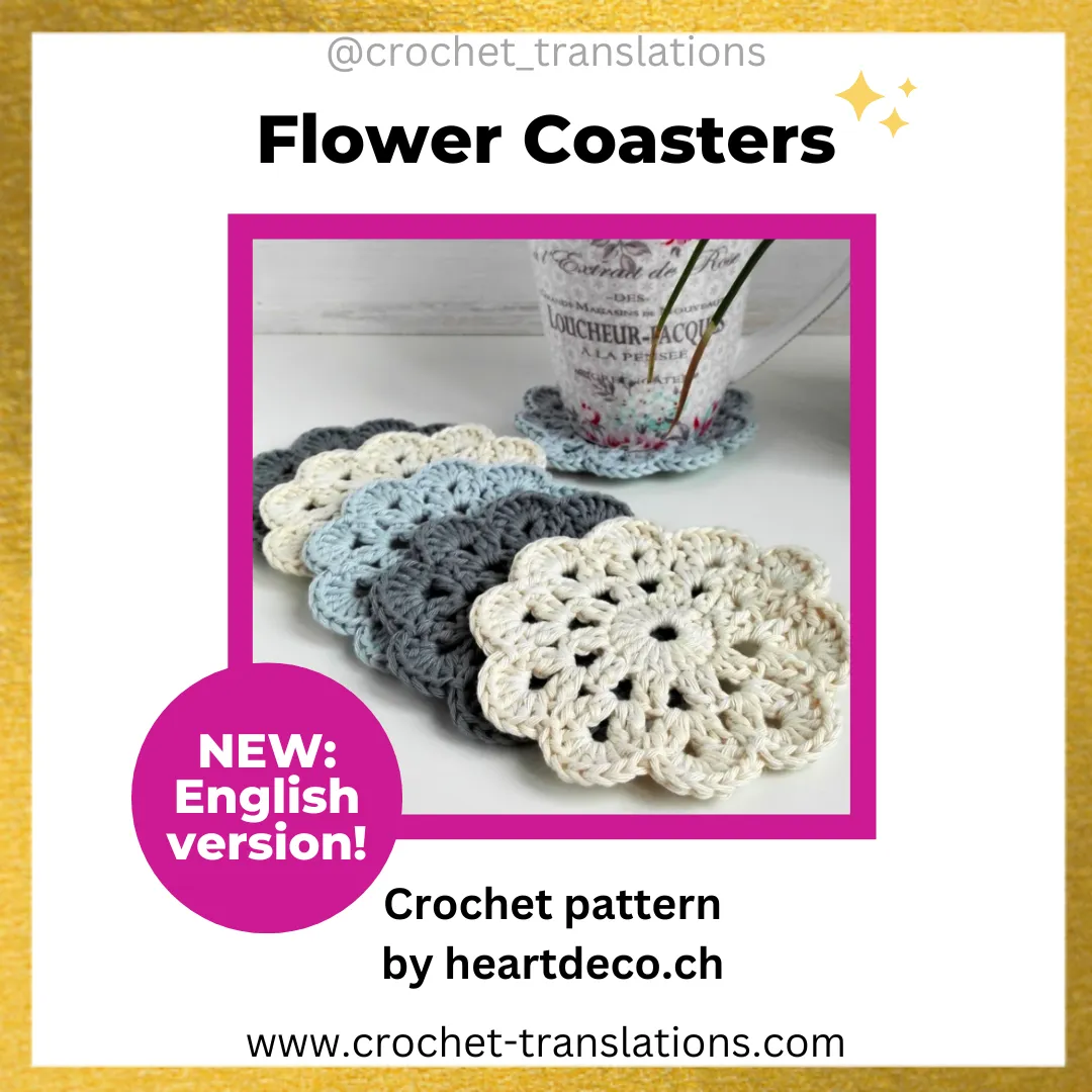 An image showing the Flower Coasters crochet pattern by Heartdeco.