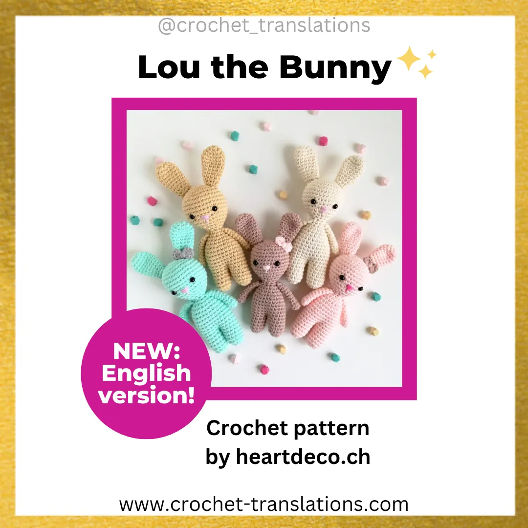 An image showing the Lou the Bunny crochet pattern by Heartdeco.