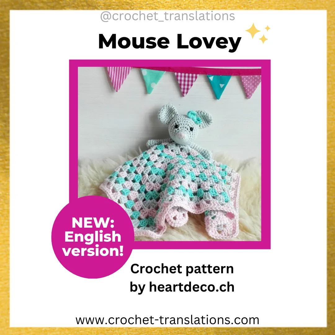 An image showing the Mouse Lovey crochet pattern by Heartdeco.