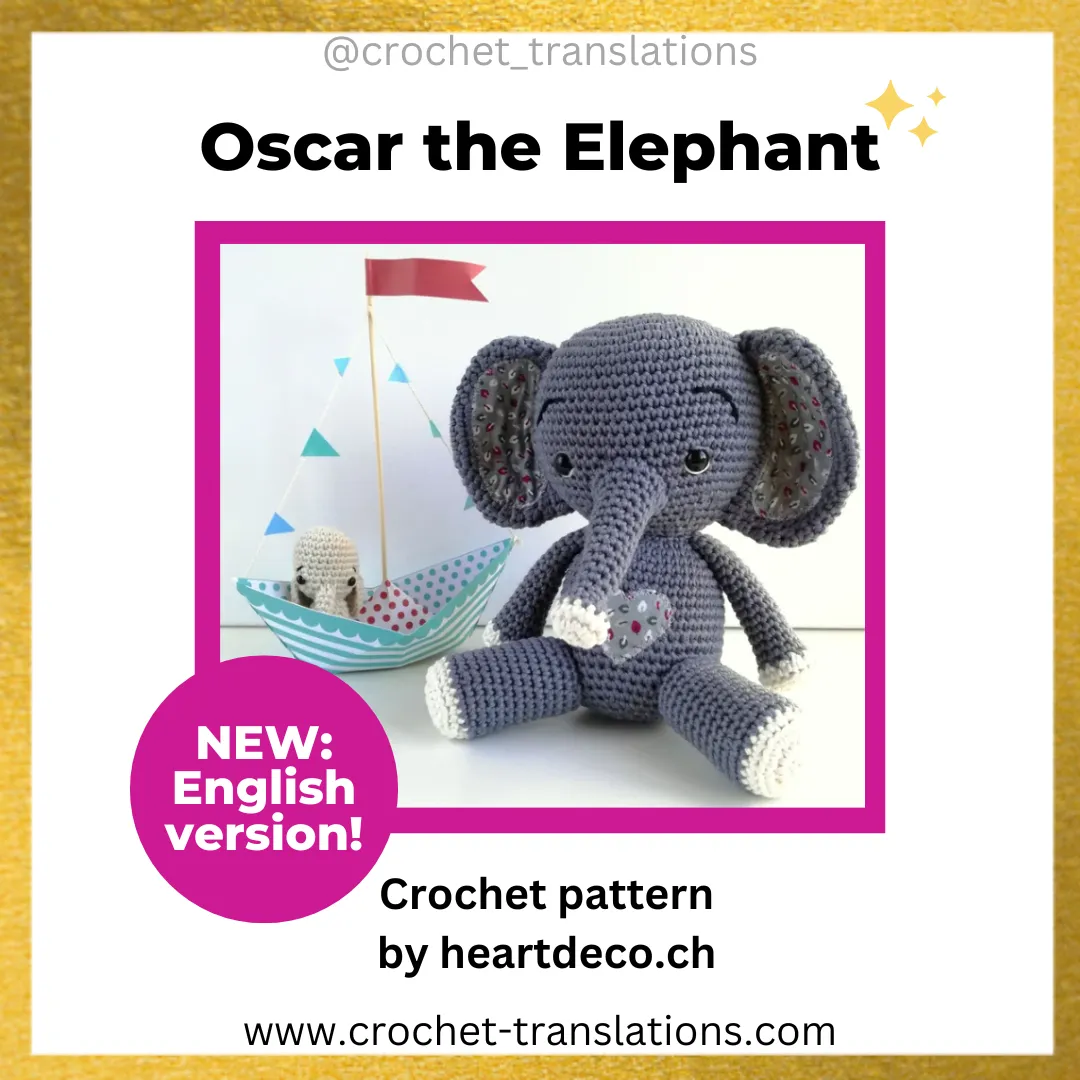 An image showing the Oscar the Elephant crochet pattern by Heartdeco.