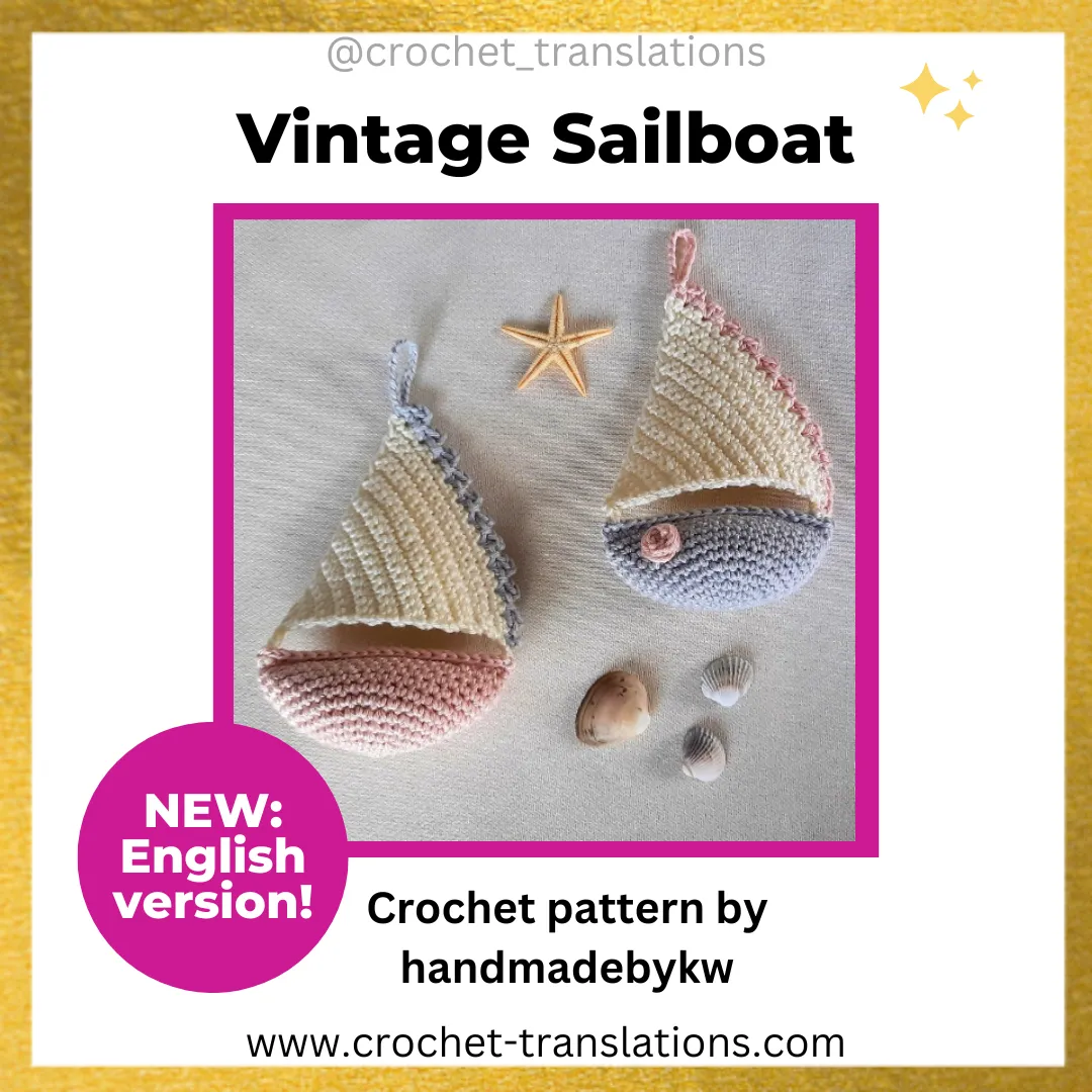 An image showing the Vintage Sailboat crochet pattern by HandmadebyKW.