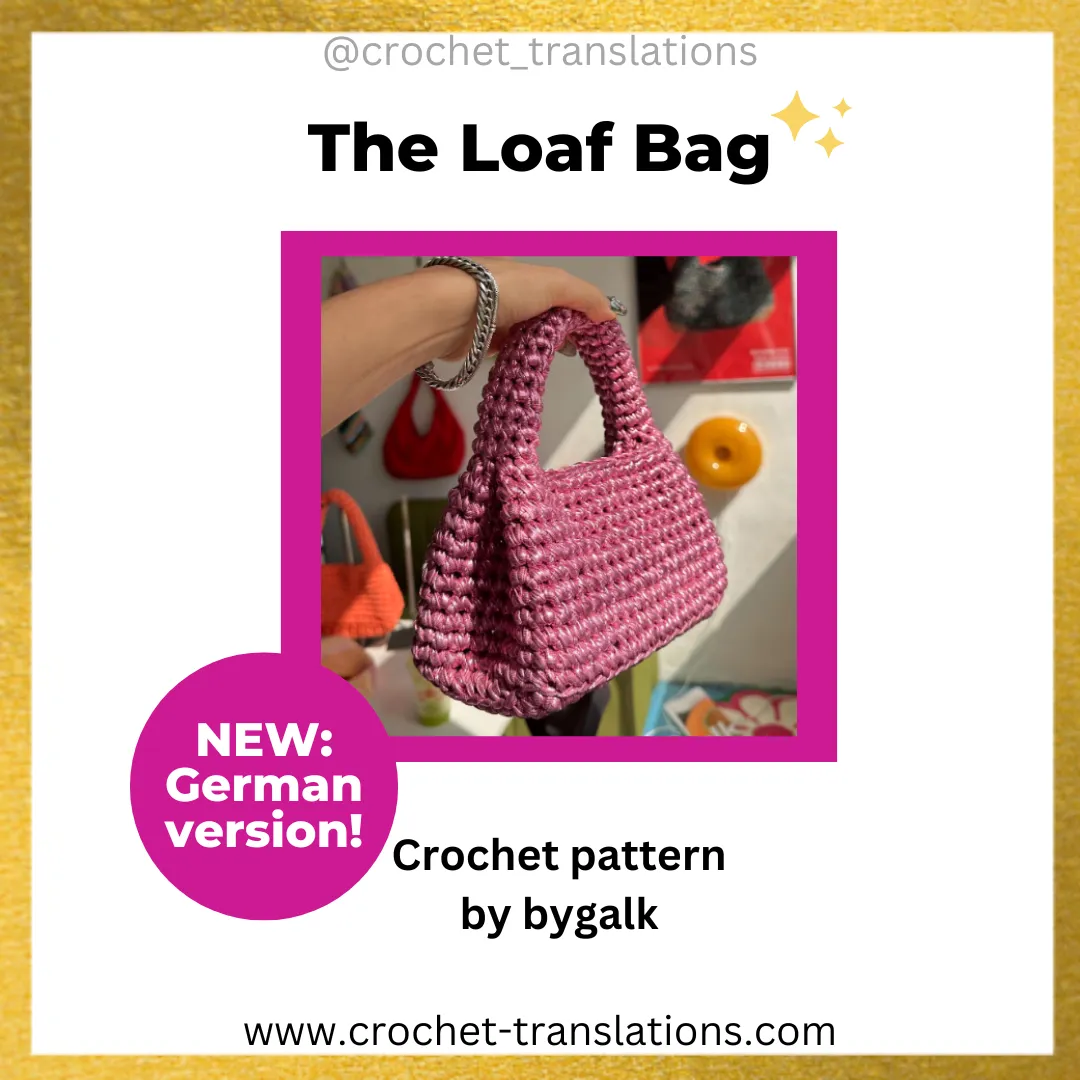 Ein Bild, das die Loaf Bag Handtasche Häkelanleitung von Bygalk zeigt.