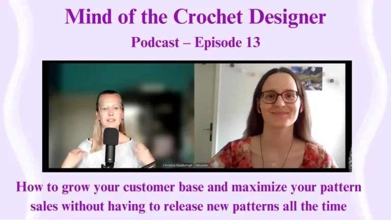 A thumbnail picture showing podcast host and crochet designer Christina Hadderingh and podcast guest and crochet translator Maureen Reinemer.