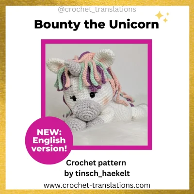 An image showing the Bounty the Unicorn crochet pattern by TiiinschHaekelt.