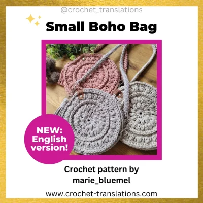 An image showing the Small Boho Bag crochet pattern by Marie Blümel.